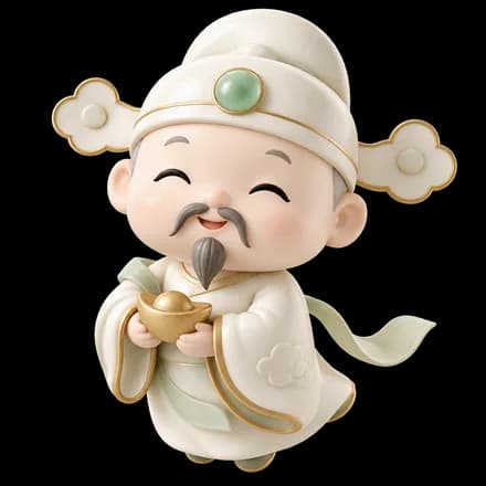 白瓷玉财神